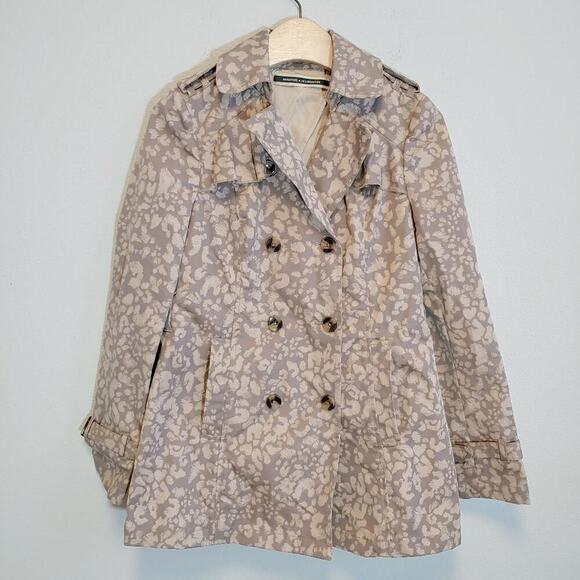 Daughters of the Liberation Anthropologie Animal Print Trench Coat Sz 4 - Picture 1 of 11